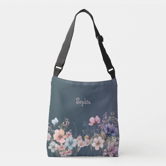 Bolsa Ajustável Flores Silvestres Pastéis Delicadas Primavera Pers (Frente)
