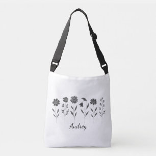 Bolsa Ajustável Flores Silvestres Preto e Branco Unisex Adicionar