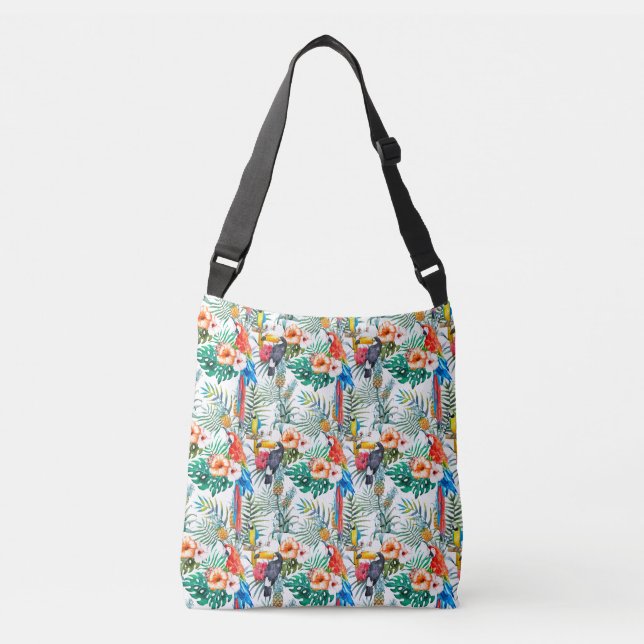 Bolsa Ajustável Flores tropicais e tucano (Frente)
