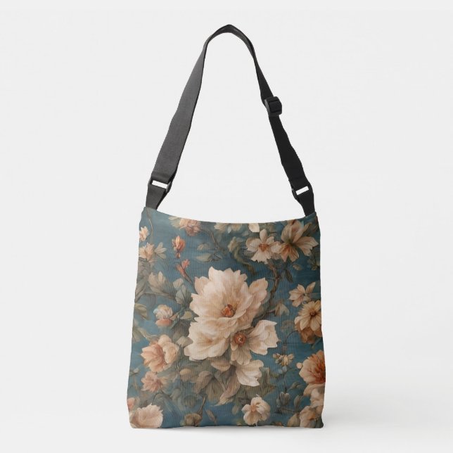 Bolsa Ajustável Flores Vermelhos Esforçadas, Brancas e Corais Esma (Frente)
