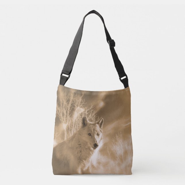 BOLSA AJUSTÁVEL FLORESTA BRANCA DE LOBO BRANCO (Frente)