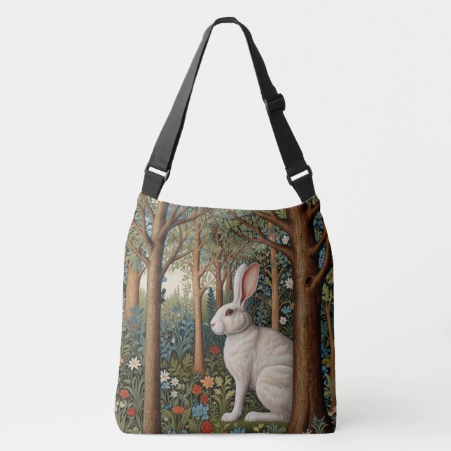 Bolsa Ajustável Floresta de coelho branco-boro-branco-retrô Elegan (Frente)