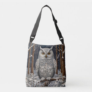 Bolsa Ajustável Floresta de inverno de coruja branca Elegante