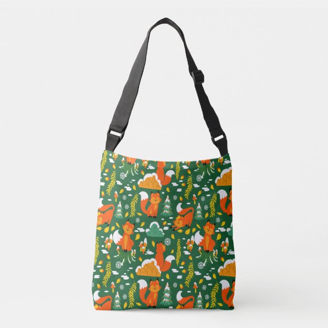 Bolsa Ajustável Floresta de inverno do Outono Selvagem Laranja (Frente)