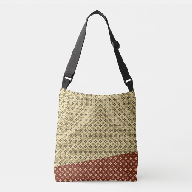 Bolsa Ajustável Flower and Diamond Pattern Gold Red (Frente)