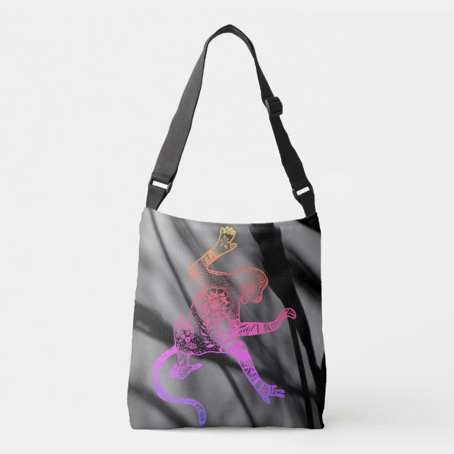 Bolsa Ajustável Fogo Psicodélico Mandala, Macaco (Frente)