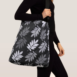 Bolsa Ajustável Folha de Elder Padrão Grande Preto Branco Cinza