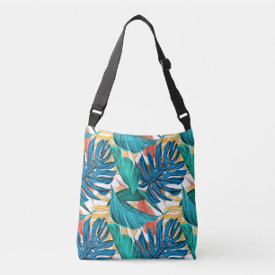 Bolsa Ajustável Folhas tropicais coloridas, design de padrão exóti