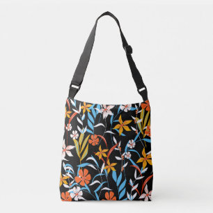 Bolsa Ajustável Folhas tropicais coloridas: padrão de fundo escuro