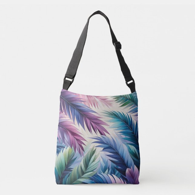 Bolsa Ajustável Folhas Tropicais de Palma de Teto Azul Roxo (Frente)