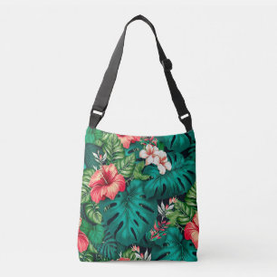 Bolsa Ajustável Folhas Tropicais Elegantes e Flores de Hibisco