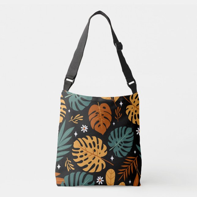 Bolsa Ajustável Folhas Tropicais: Vintage Escuro Sem Olhos. (Frente)