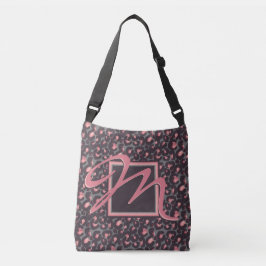 Bolsa Ajustável Fora Da Caixa Monograma Impressão Preta-Rosa-Leopa