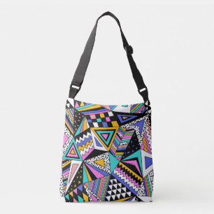 Bolsa Ajustável Formas Geométricas Retroativas: Vintagem Colorida.