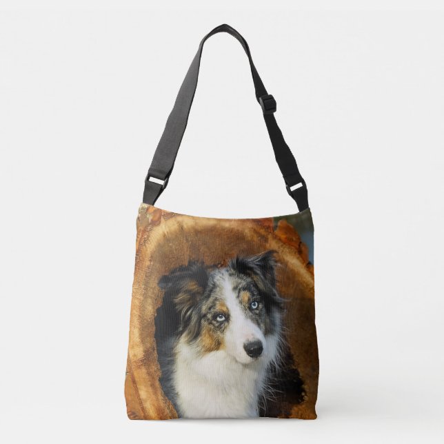 Bolsa Ajustável Foto de Retrato de Cachorro Cachorro Azul de Borda (Frente)