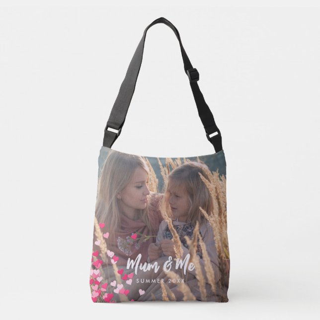Bolsa Ajustável Foto Personalizada Moderna Escrevendo Corações Ros (Frente)