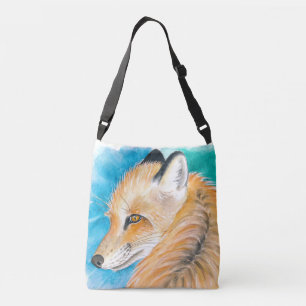Bolsa Ajustável Fox Watercolor Art, de cor vermelha-branca