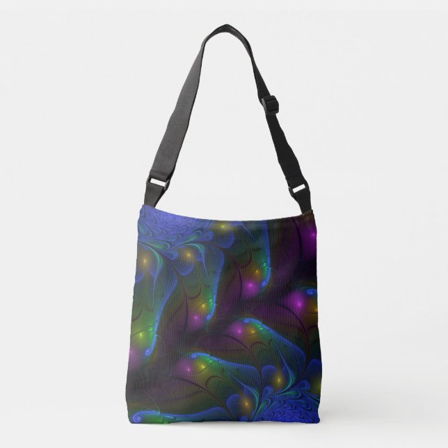 Bolsa Ajustável Fractal Abstrato de Disquete Moderno e Luminoso Co (Frente)