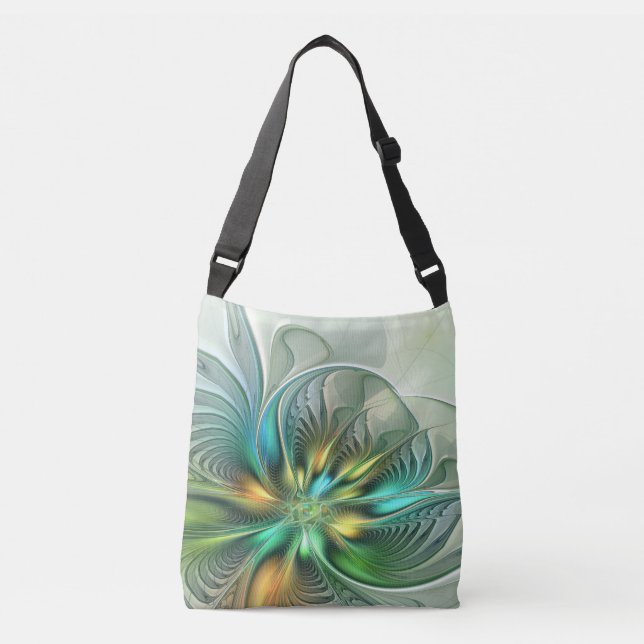 Bolsa Ajustável Fractal de Flor Abstrato moderna fantasia colorida (Frente)