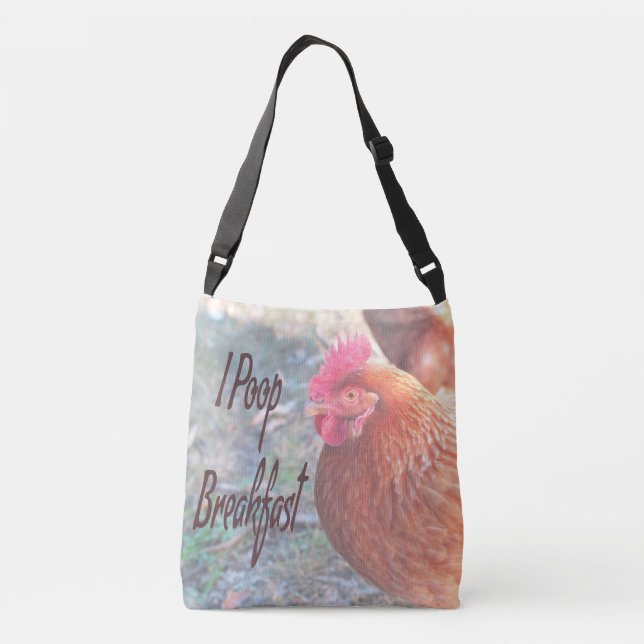 Bolsa Ajustável Frango Eu faço cocô Café Engraçado Humor (Verso)