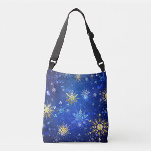 Bolsa Ajustável Fundo Azul XMAS com Flocos de Neve Ouro