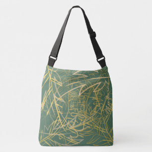 Bolsa Ajustável Fundo Verde Folha abstrato Dourada