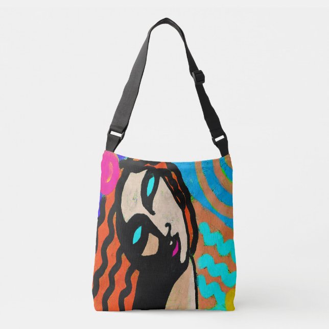 Bolsa Ajustável Funky Abstrato Art Crossbody (Frente)