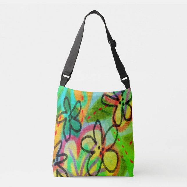 Bolsa Ajustável Funky Abstrato Floral Art (Frente)