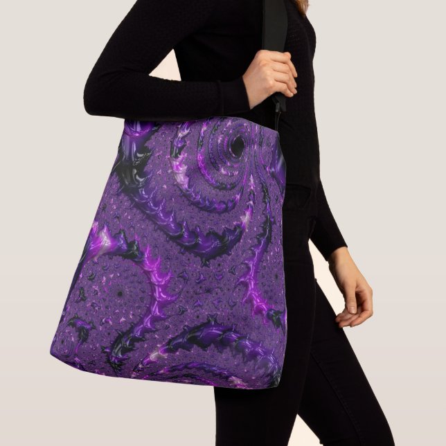 Bolsa Ajustável Funky Bold Boho Purple Digital Abstrato Fractal (Close Up)