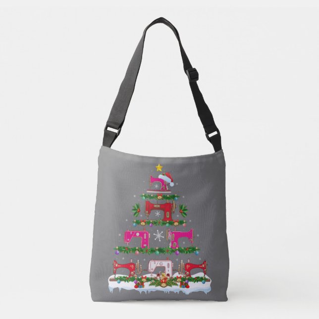 Bolsa Ajustável Funny Xmas Lighting Sewing Machine Christmas Tree (Frente)