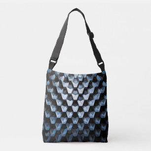 Bolsa Ajustável Futurista Abstrato Azul Geométrico Metálico