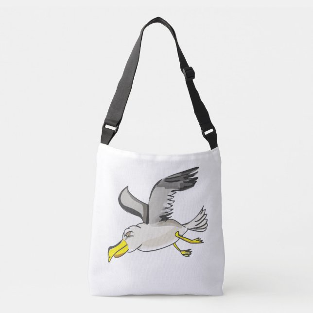 Bolsa Ajustável Gaivota de cartoon voando sobre a cabeça (Frente)