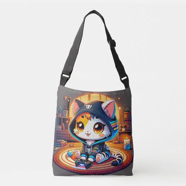 Bolsa Ajustável Gamer Cat Cozy em um Hoodie (Frente)