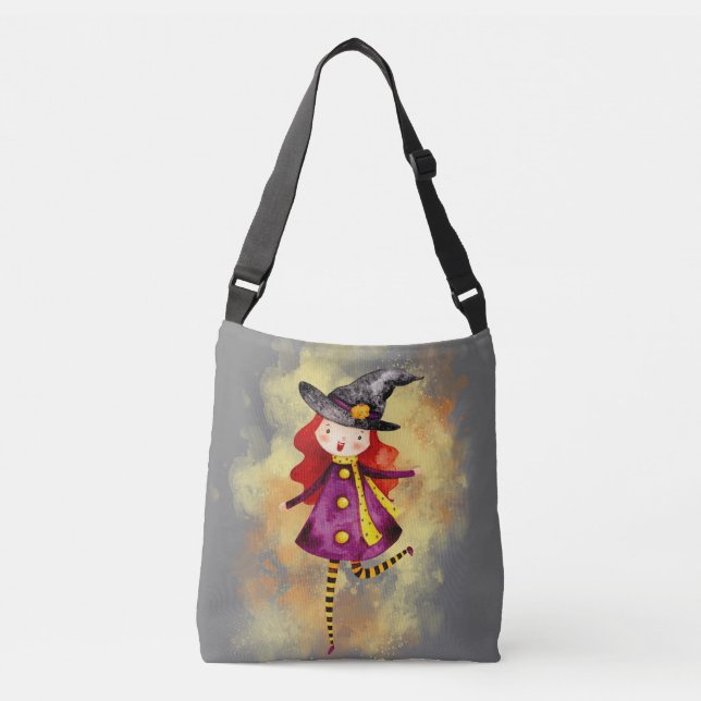 Bolsa Ajustável Garota da Bruxa de Halloween Stellalunarts (Frente)