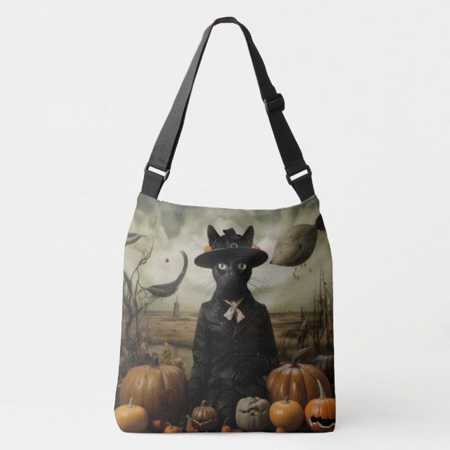 Bolsa Ajustável Gata Bruxa com Abóboras (Frente)
