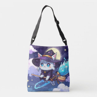 Bolsa Ajustável Gatinha Bruxa Chibi Voando no Céu Estrelado – Kawa