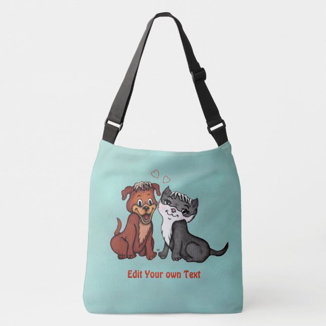 Bolsa Ajustável Gatinho e puppy, Edite seu texto (Frente)