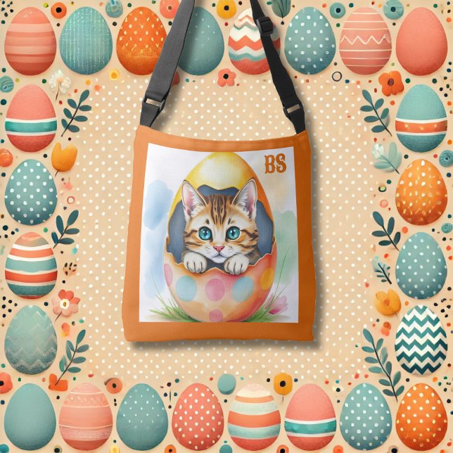 Bolsa Ajustável Gatinho Páscoa Adorável em Ovo Colorido (Criador carregado)
