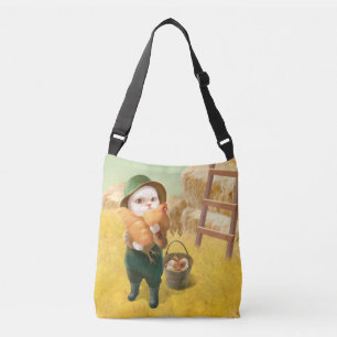 Bolsa Ajustável Gato Adorável com Hen na Fazenda