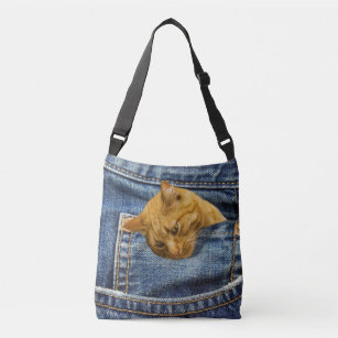 Bolsa Ajustável Gato bonito nos jeans faz uma ilusão engraçada