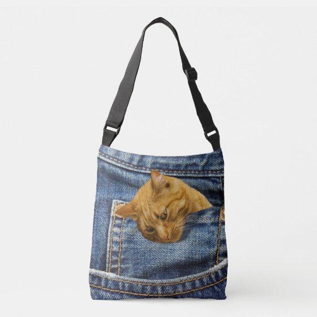 Bolsa Ajustável Gato bonito nos jeans faz uma ilusão engraçada (Frente)