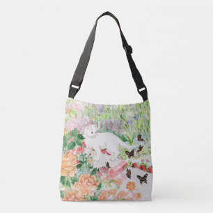 Bolsa Ajustável Gato branco em um saco de jardim
