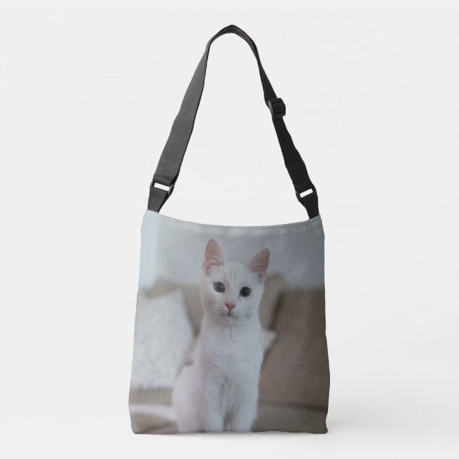 Bolsa Ajustável Gato branco | Zazzle_Growth. (Frente)