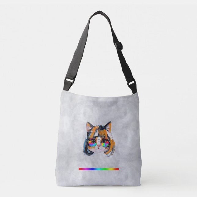 Bolsa Ajustável Gato com Peruca + Óculos de Sol (Pintura #2) (Frente)