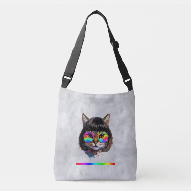 Bolsa Ajustável Gato com Peruca + Óculos de Sol (Pintura #9) (Frente)
