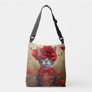 Bolsa Ajustável Gato com um vestido feito de papoula