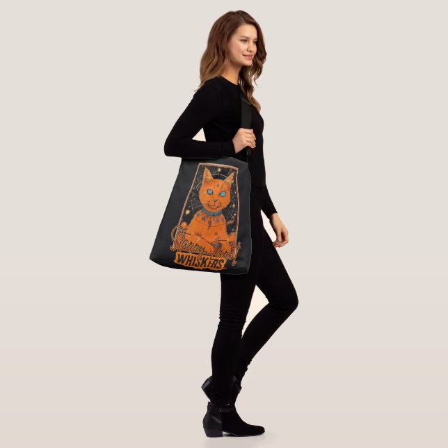 Bolsa Ajustável Gato Cósmico Tarot | Orange Feline Art (No(a) Modelo)