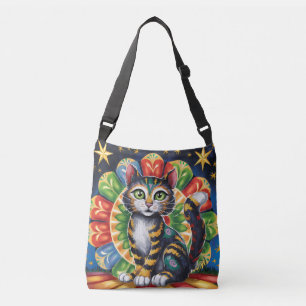 Bolsa Ajustável Gato de Arte Popular Colorida