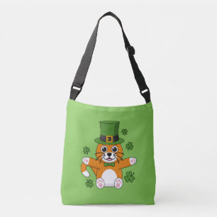 Bolsa Ajustável Gato de Dia de São Patrício bonitinho com Cartogra