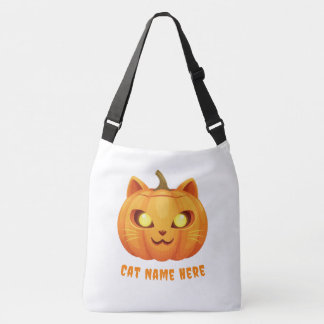Bolsa Ajustável Gato Fofo Abóbora Jack O Lantern Nome de Estimação